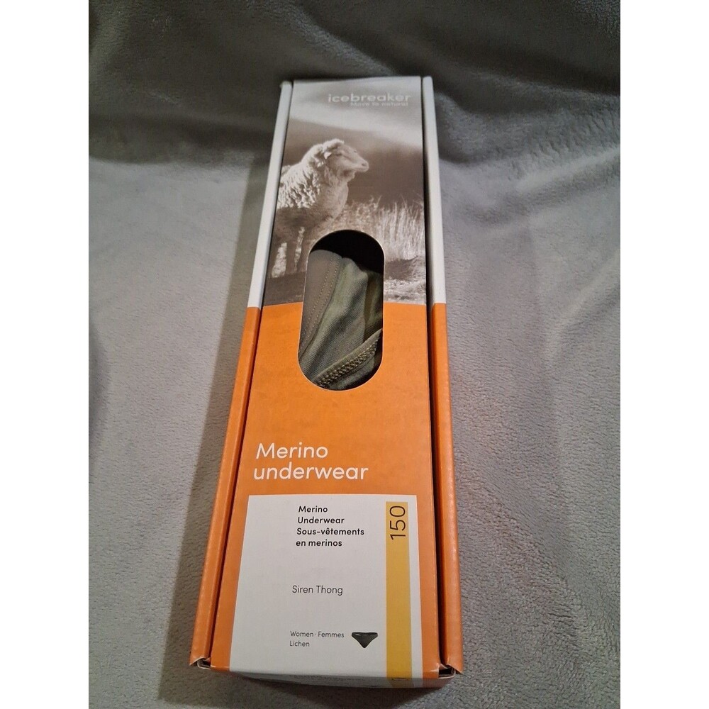 NEW icebreaker Bodyfit Merino Women XS Siren Thong Panty Lichen 150 All Season